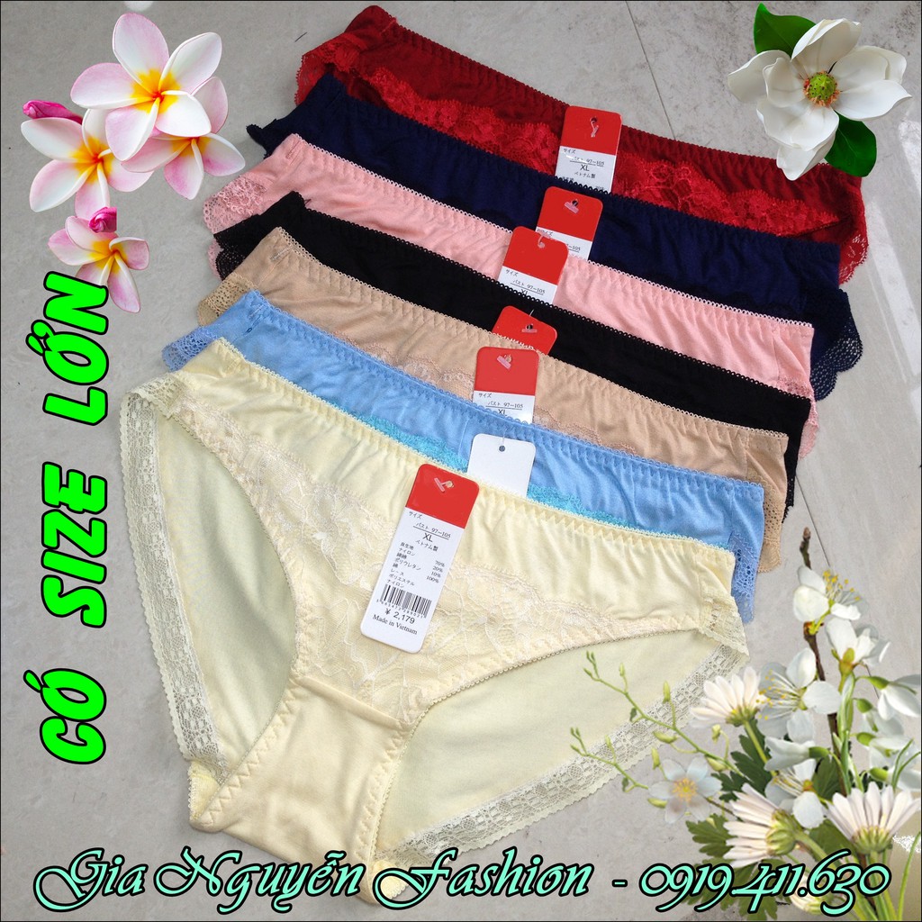 Bộ 7 Quần lót nữ viền ren - Cotton lụa kháng khuẩn - TH Việt