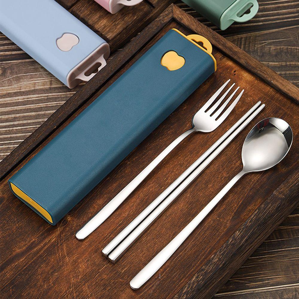 Bộ Muỗng Đũa Nĩa Bằng Thép Không Gỉ Kèm Hộp Đựng