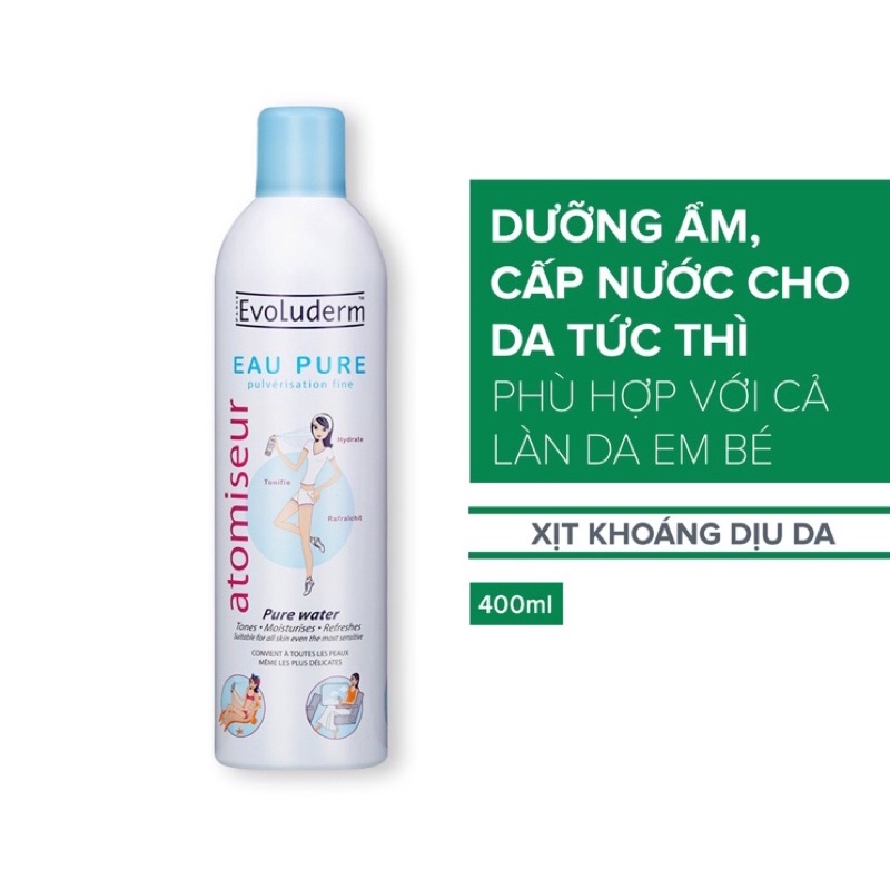 Xịt khoáng dưỡng ẩm Evoluderm 400ml