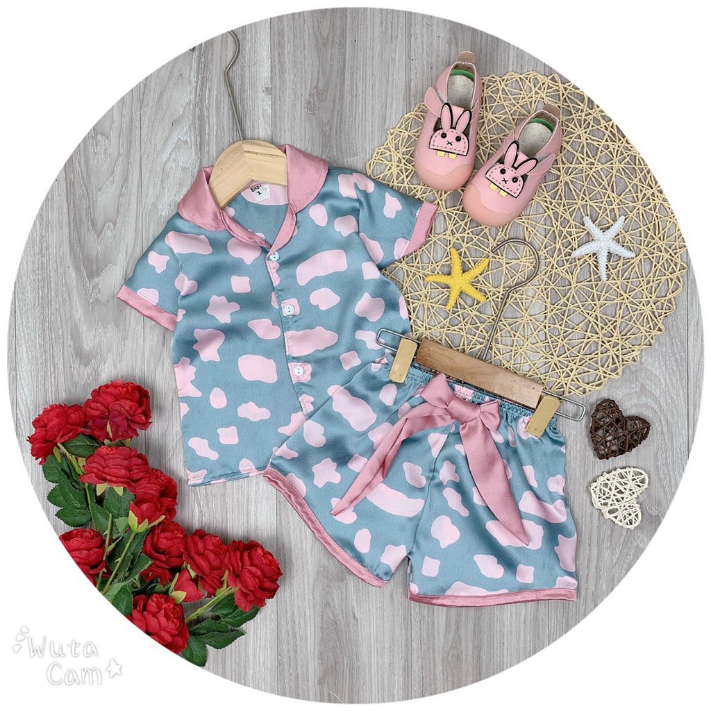 SALE SỐC BỘ PIJAMA CHO BÉ GÁI CHẤT LỤA MỀM MỊN MẶC MÁT MÙA HÈ(PJMC)  SIZE 14-35KG