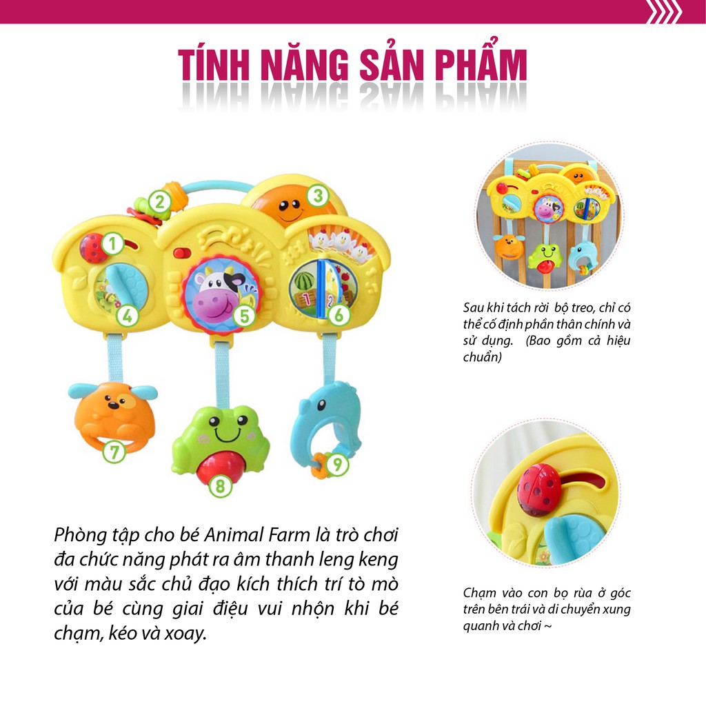 Kệ Chữ A đồ chơi đa, treo thành cũi có nhạc 3 in 1 hình động vật Winfun 0853 - Đồ chơi cho bé sơ sinh tới 1 tuổi