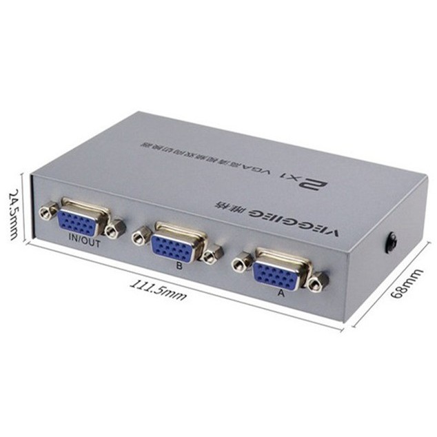 VEGGIEG V201 Bộ Chia VGA  - 2 Ports Switcher Splitter 2 Ways VGA Video for PC Monitor