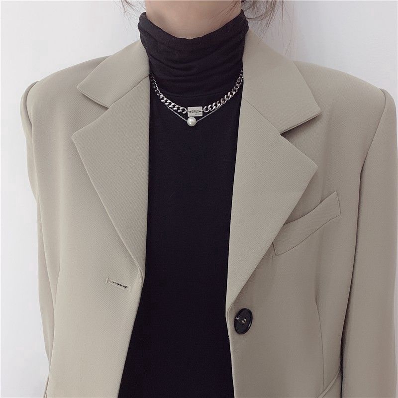 Dây Chuyền Thép Titan Hai Lớp Phong Cách Hiphop Độc Đáo Cá Tính