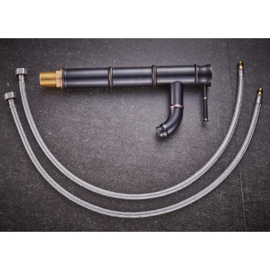 Vòi lavabo cao giả cổ nóng lạnh màu đen cao cấp MS3- dùng cho lavabo đặt bàn | BigBuy360 - bigbuy360.vn