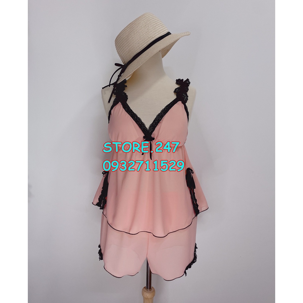 [SIZE DƯỚI 60KG] Bộ Voan mặc ngủ có mút ngực xẻ hông dễ thương sexy bao mát hàng Xưởng nhà may - Bộ voan xẻ tà | BigBuy360 - bigbuy360.vn