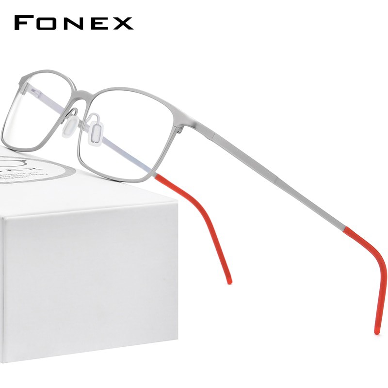 FONEX 2021 Kính mắt titan tinh khiết mới Gọng kính cho nam Kính mắt vuông theo toa Kính mắt cổ điển Quang học Hàn Quốc Kính mắt nữ 8551