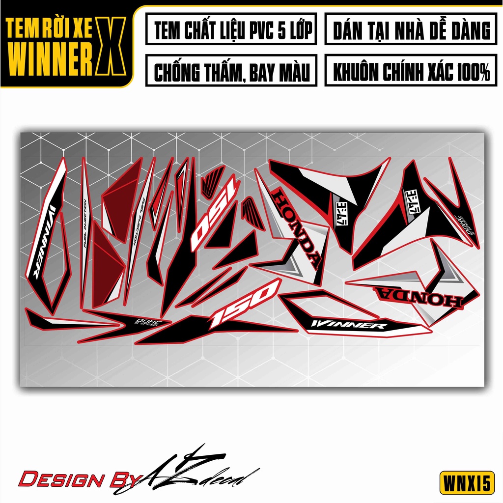 Tem Rời Winner X Phong Cách Thể Thao | WNX15 | Chất Liệu Decal Chống Nước, Dán Nhiều Vị Trí Cho Xe
