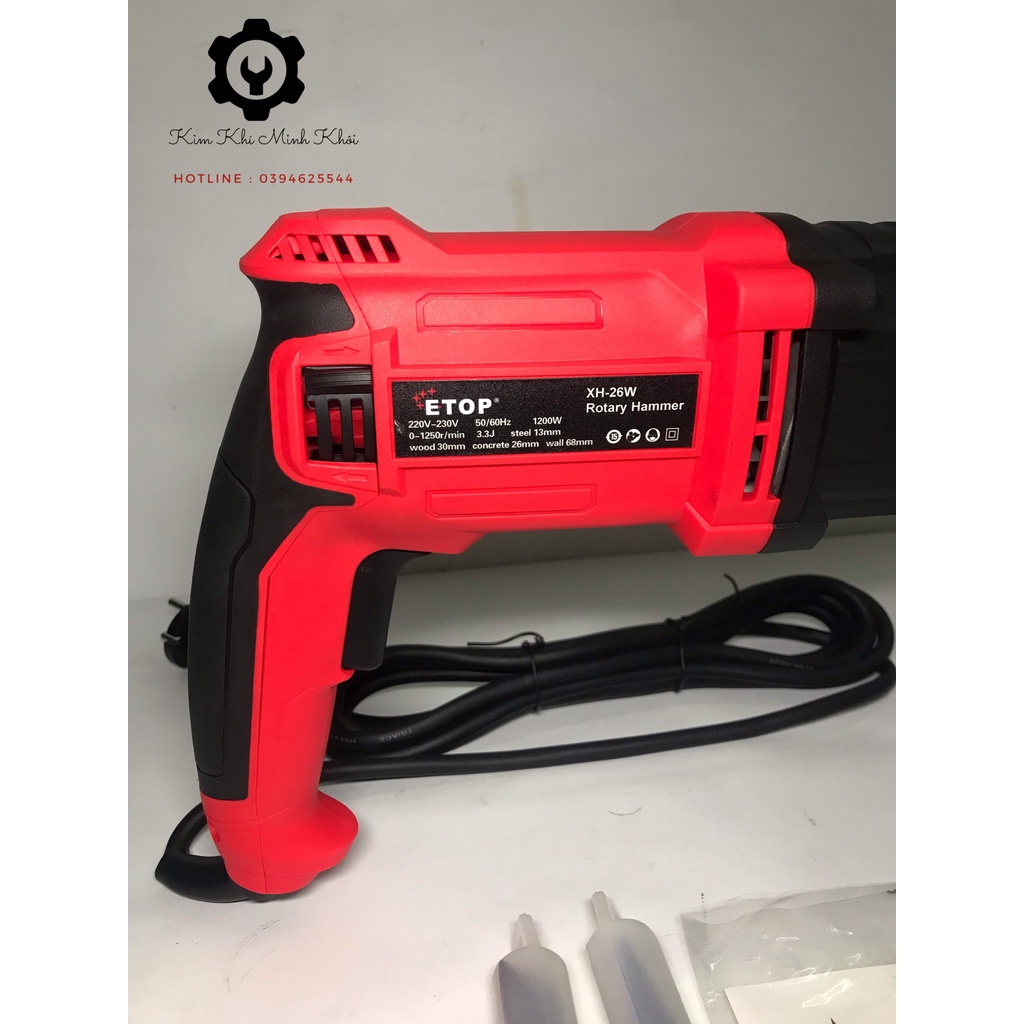 [CHÍNH HÃNG] Máy khoan đục 3 chức năng ETOP 1200W | Máy khoan bê tông XH-26W công suất lớn( cam kết lõi đồng 100%)