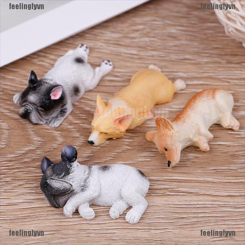 ❤TOP❤ Set 2 mô hình chú chó đang ngủ dễ thương dùng để trang trí tiểu cảnh ❤YO