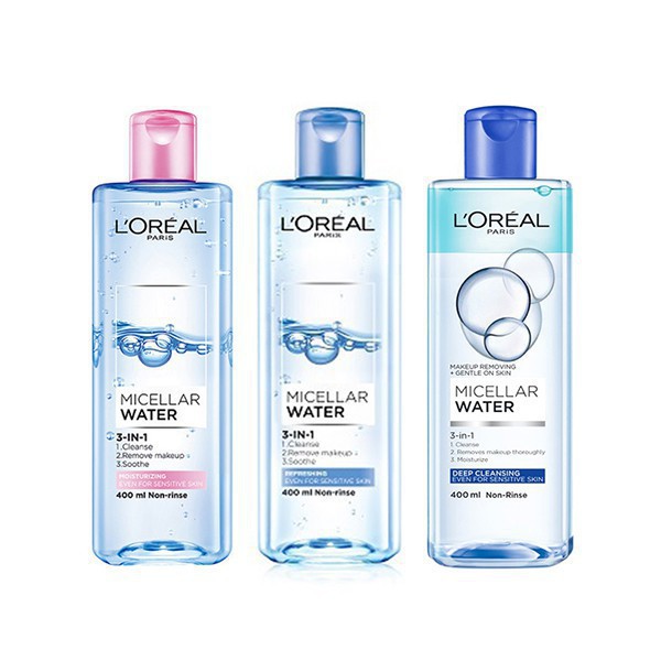 Nước Tẩy Trang Làm Sạch Sâu 3 In 1 L'Oreal Micellar Water Deep Cleansing 400ml