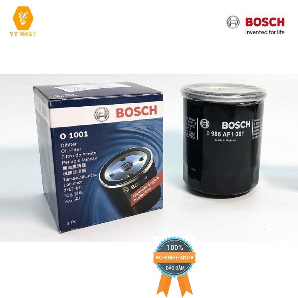 Lọc nhớt động cơ thương hiệu Bosch O 1001 cho các dòng xe Hyundai I10 , kia moning, Mitsubishi Jolie.