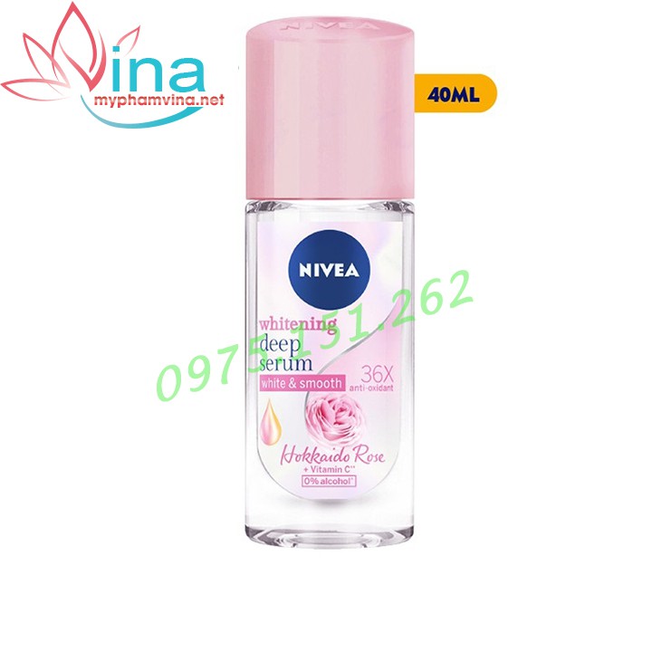 LĂN NGĂN MÙI NIVEA WHITENING DEEP SERUM HOKKAIDO ROSE 40ML