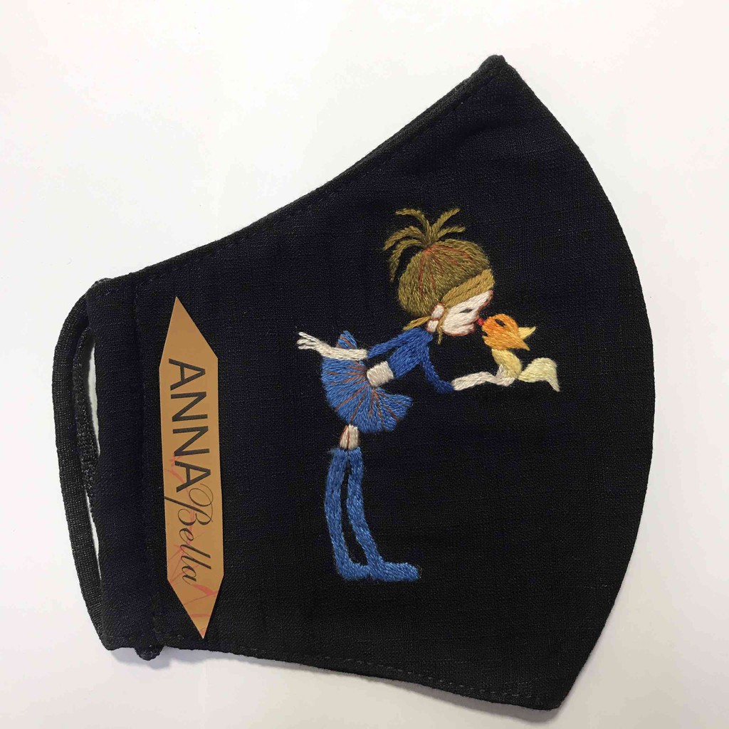 [FREESHIP] Khẩu Trang Vải Linen Thêu Tay AN08 | BigBuy360 - bigbuy360.vn