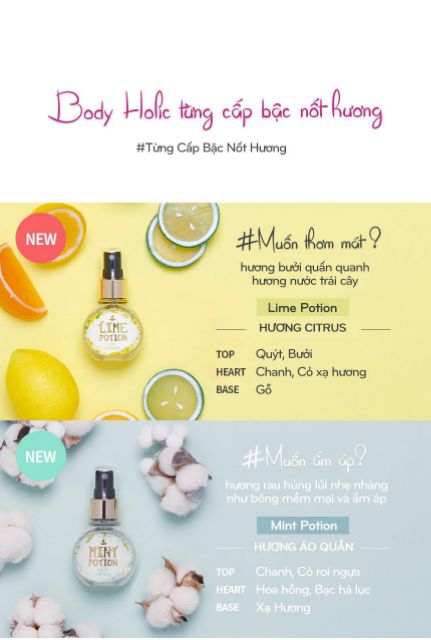 Body Mist Xịt Thơm Toàn Thân , Xịt thơm Quần Áo, Tóc Bodyholic Hair & Body Mist 50ml LOVESKINCARE VN