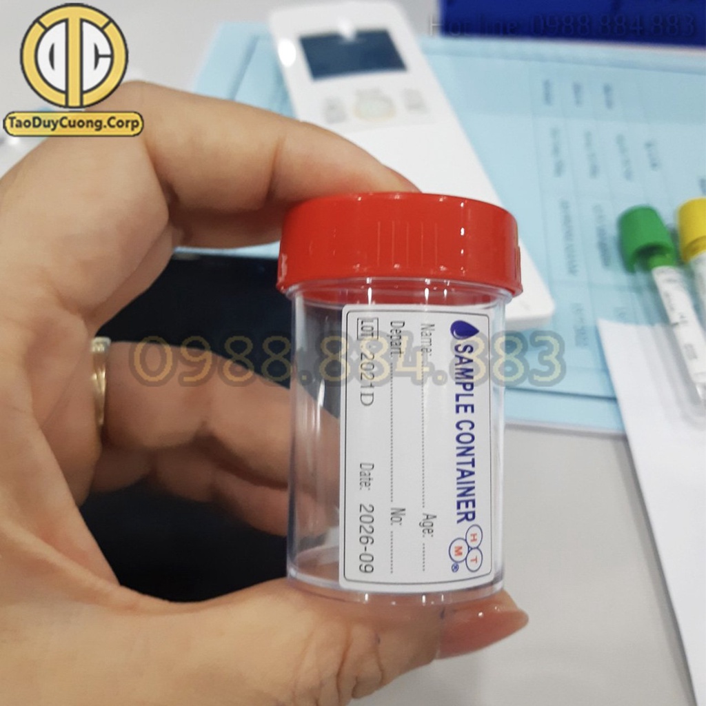 Lọ đựng mẫu bệnh phẩm lưu mẫu có nắp màu đỏ 50ml lọ đựng phân lọ đựng nước tiểu