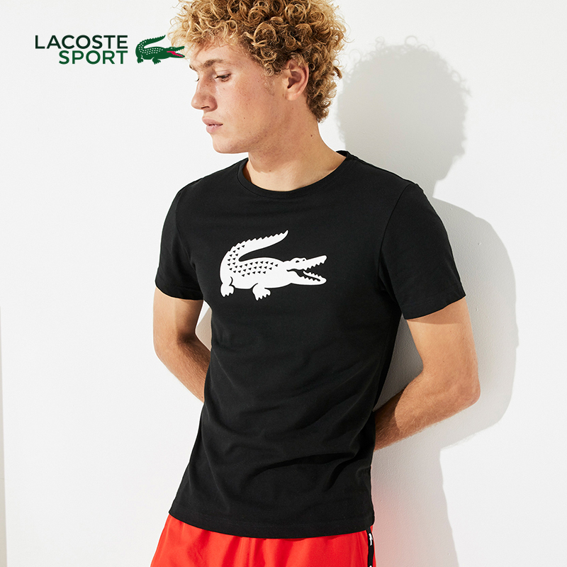 Lacoste France Men's Crocodile Spring and Summer Bags Fashion Simple Breathable Round Neck Shirt Men's Short-sleeved T-shirt