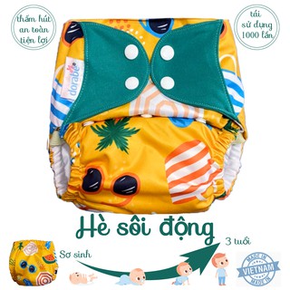 Combo 2 Bộ Bỉm vải Dorabe Onesize cho bé từ sơ sinh đến 3 tuổi họa tiết hè sôi động