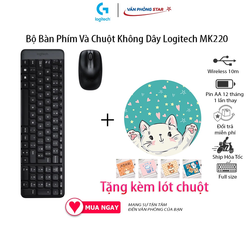 Bộ Bàn Phím Và Chuột Không Dây Logitech MK220 tại Vanphongstar chính hãng Logitech bảo hành toàn quốc