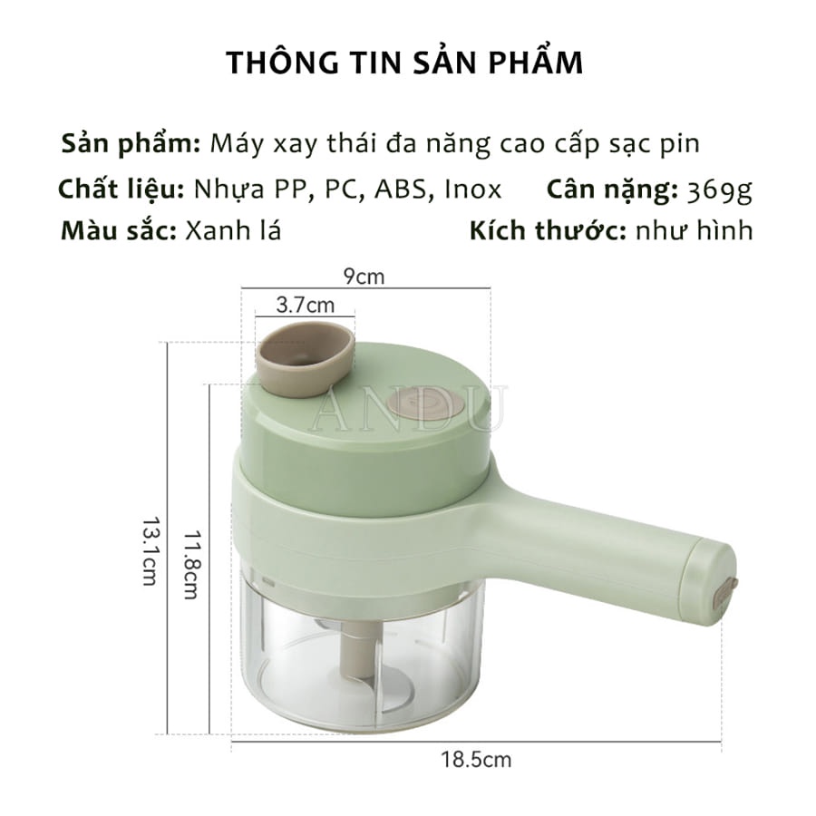 Máy Xay Mini , Máy Xay Cầm Tay Sạc Pin Máy Thái Củ, Xay Hành Tỏi Dạng Củ Tiện Lợi, Máy Xay Thái Tỏi Ớt