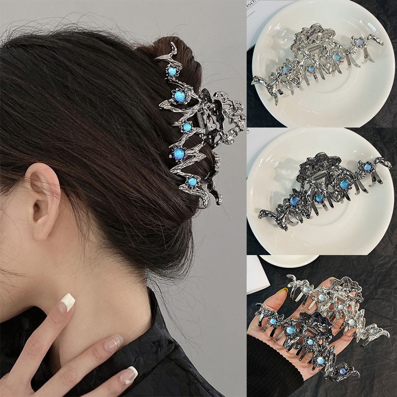 Haimeikang Kẹp Tóc Kim Loại Đính Đá Sapphire Chất Lượng Cao Cho Nữ