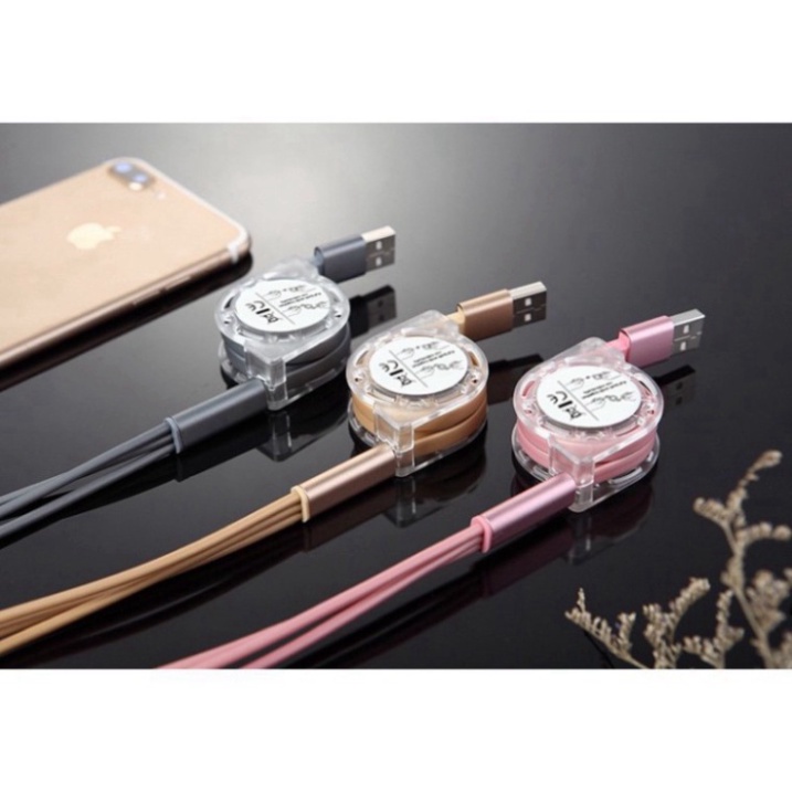 Cáp Sạc rút tròn đa năng 3 Đầu, 3 IN 1 SẠC NHANH, Dây Cao Cấp Siêu Bền Booboo.shop01
