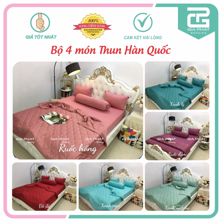 Link 2 - Bộ ga gối, Drap Thun Lạnh Hàn Quốc {4 món} họa tiết trơn 1 màu cao cấp