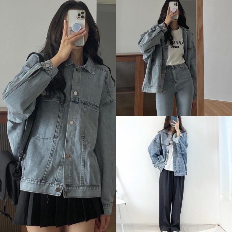 [Ảnh thật/Video]Áo khoác bò oversize phong cách ulzzang chất đẹp Áo khoác jean Quang Châu | BigBuy360 - bigbuy360.vn