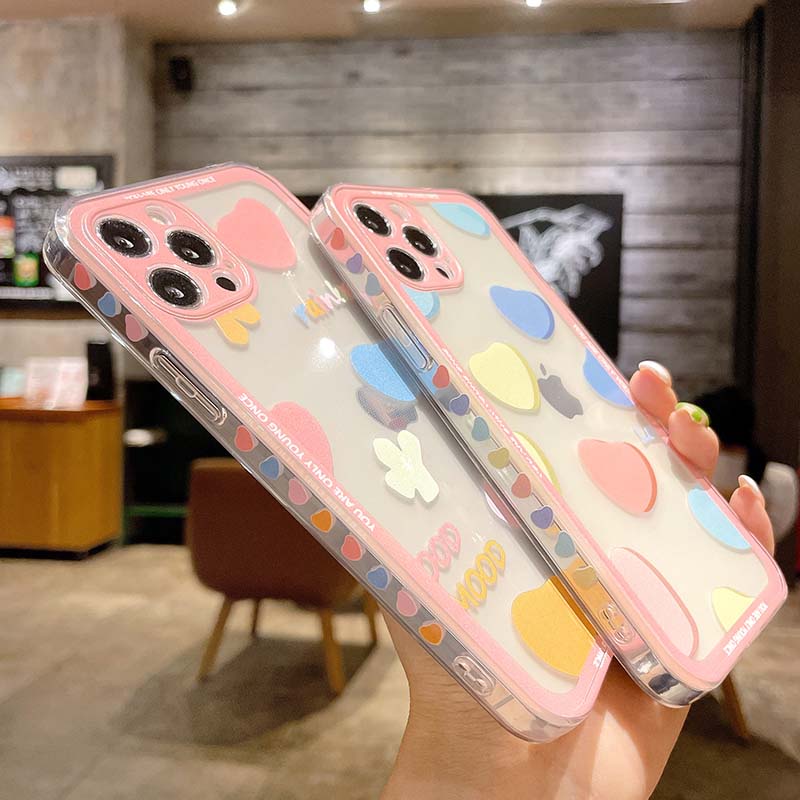 iPhone Case Casing Colorful Love Apple For iPhone7 8 11 12 Pro Max 6 6S Plus X XS XR XSMAX Dust Shock Dirt Resistant TPU Silicon Soft Case Cover Skins AINUT
