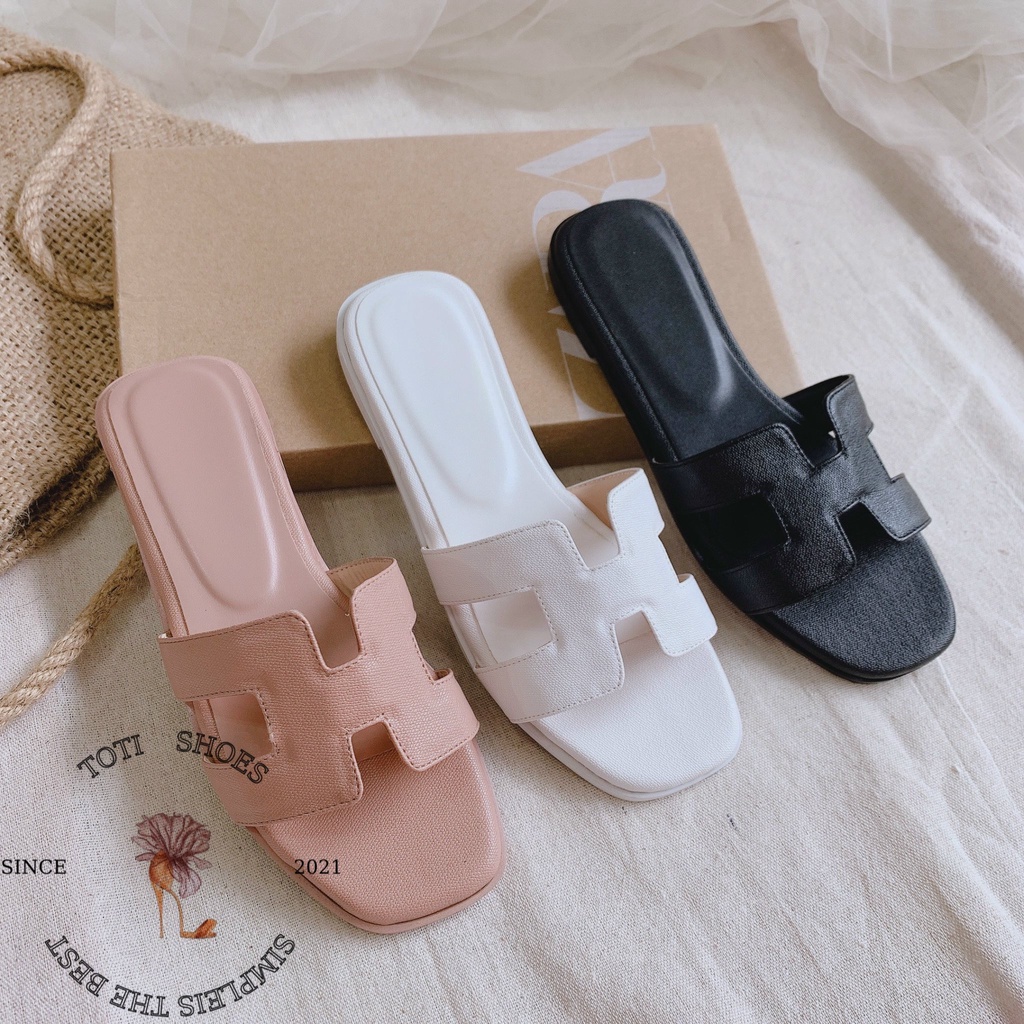 DÉP NỮ TOTIIE STORE - DÉP LÊ MŨI VUÔNG CHỮ H - DÉP THỜI TRANG ĐẾ BỆT - LÊ NỮ QUAI NGANG ĐẾ XỊN - D1906600
