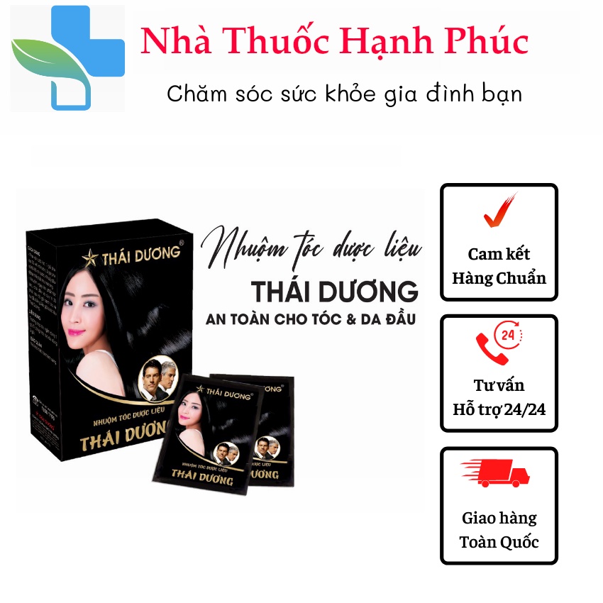 Bột nhuộm tóc dược liệu màu đen Sao Thái Dương hộp 5 gói