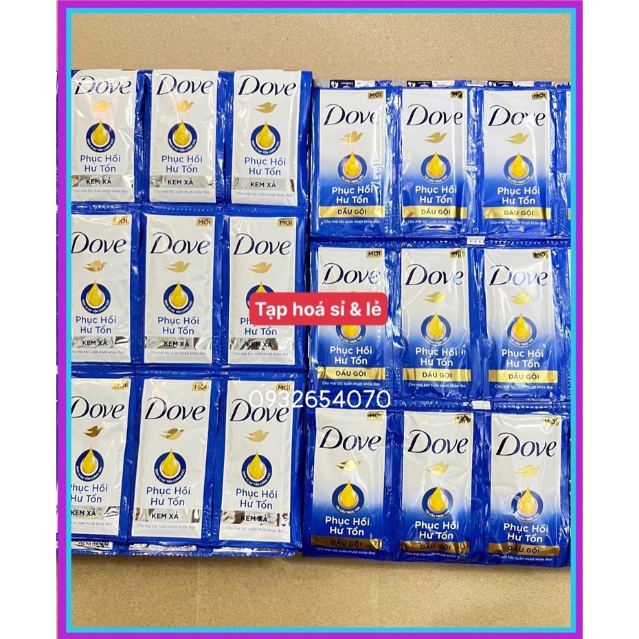 6 Dây dầu gội/ dầu xả Dove Phục hồi hư tổn gói 6g (dây 12 gói)