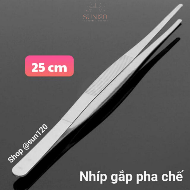 Nhíp gắp đồ pha chế inox cocktail quầy bar 25 cm đa năng đầu nhỏ
