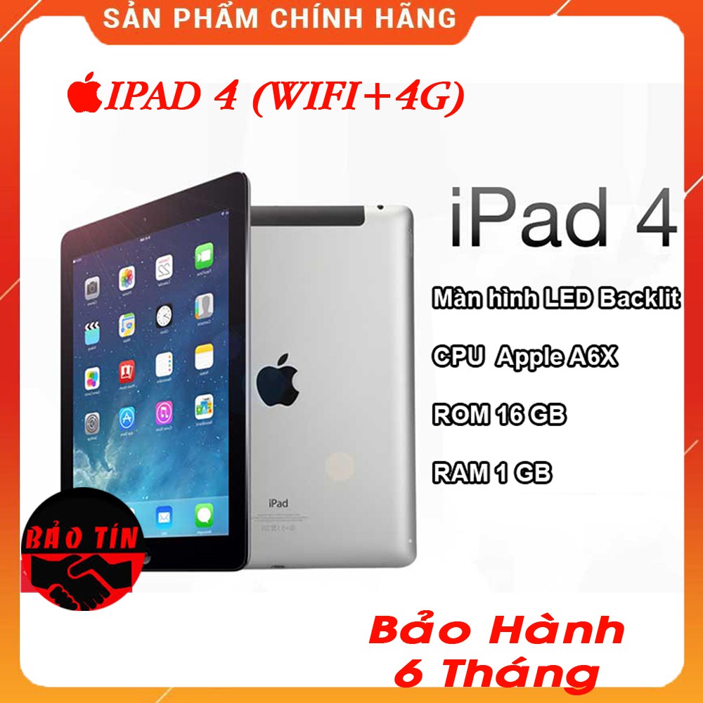 MÁY TÍNH BẢNG IPAD 4 - WIFI 4G 64/32/16GB - Tặng đủ phụ kiện | BigBuy360 - bigbuy360.vn