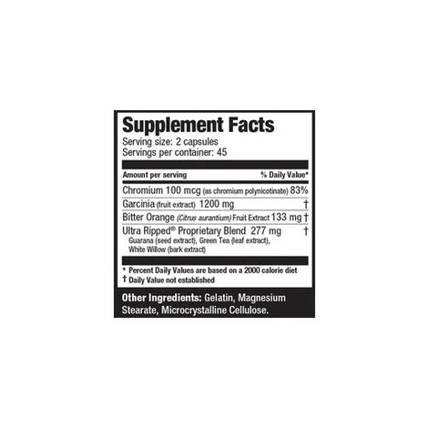 Viên uống giảm cân đốt mỡ Ultra Ripped Ultimate Nutrition - Chống oxy hóa và làm đẹp da (Lọ 90 Viên)