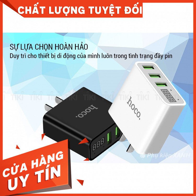 [GIÁ GỐC][Chính Hãng] Cốc Sạc 3 Cổng Hoco C15 2.4A Màn Hình LCD Hiển Thị Dòng Sạc - BH 1 nămHOT