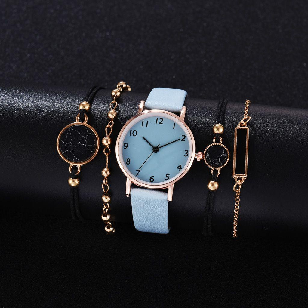 Bộ 5 Vòng Tay Xinh Xắn Dành Cho Bé|Đồng Hồ Đeo Tay Reloj Mujer Dây Da