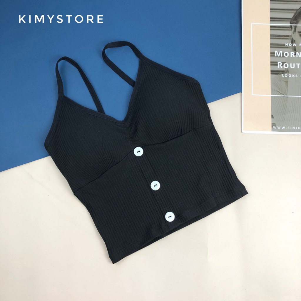 Áo hai dây, quây ngực chất len tăm mịn-Áo quây có đệm lót mỏng nâng ngực, 3 cúc | BigBuy360 - bigbuy360.vn