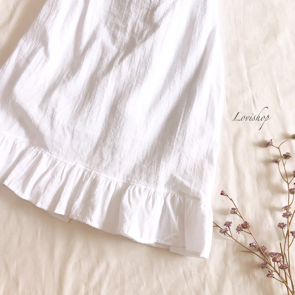 Váy/Đầmxô trắng nơ sau Lovi