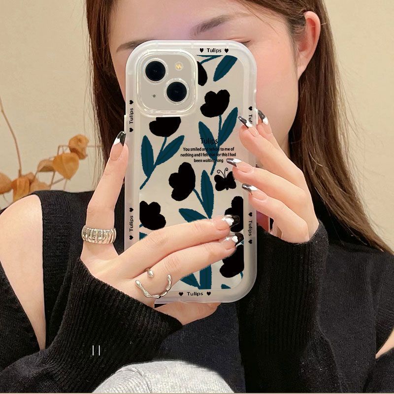 Ốp Điện Thoại Silicon Trong Suốt Hình Hoa Tulip Cho iphone 14promax 13pro 12 iPhone8plus 7 xr