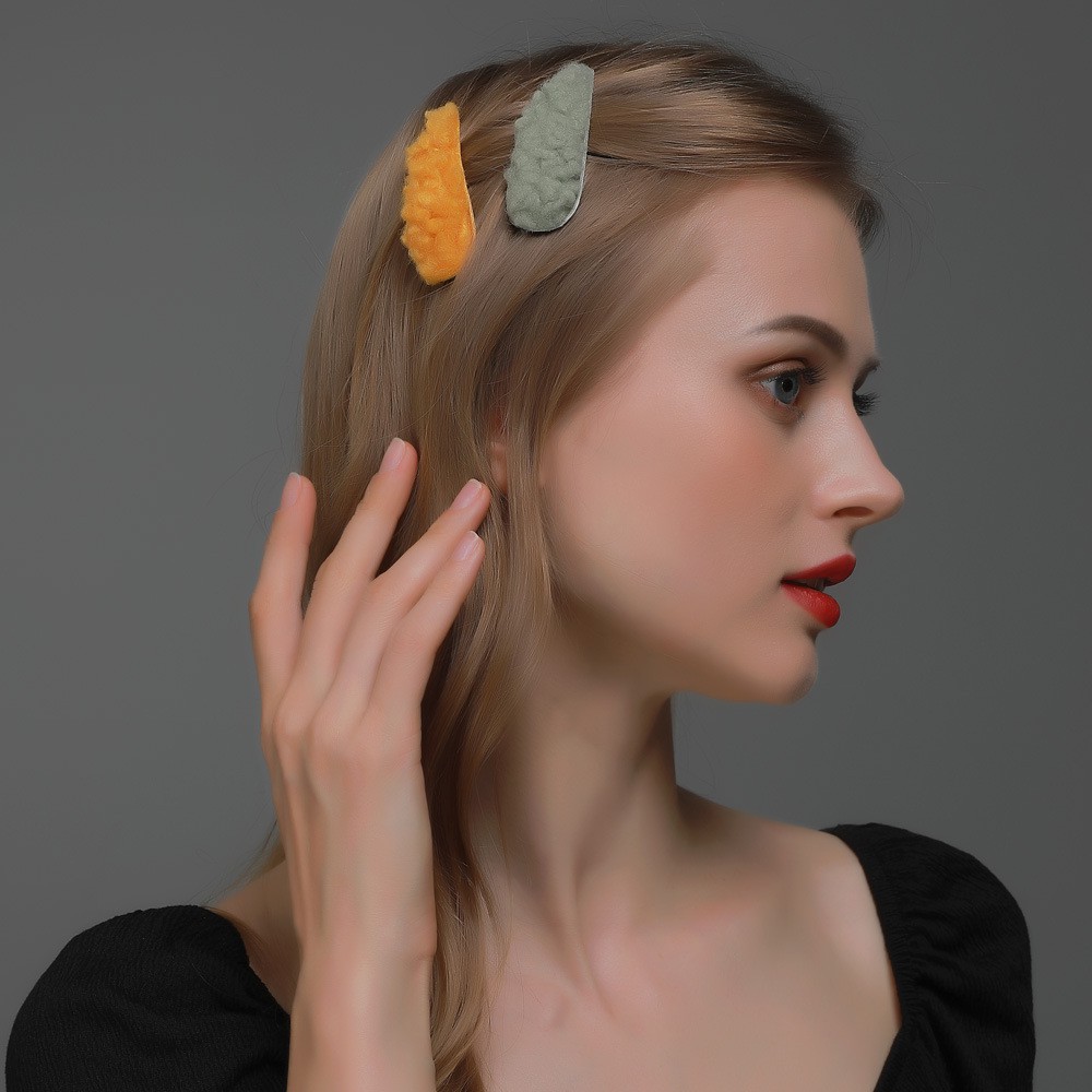 Kẹp tóc vải lông cừu màu trơn phong cách Hàn Quốc xinh xắn đáng yêu dành cho nữ