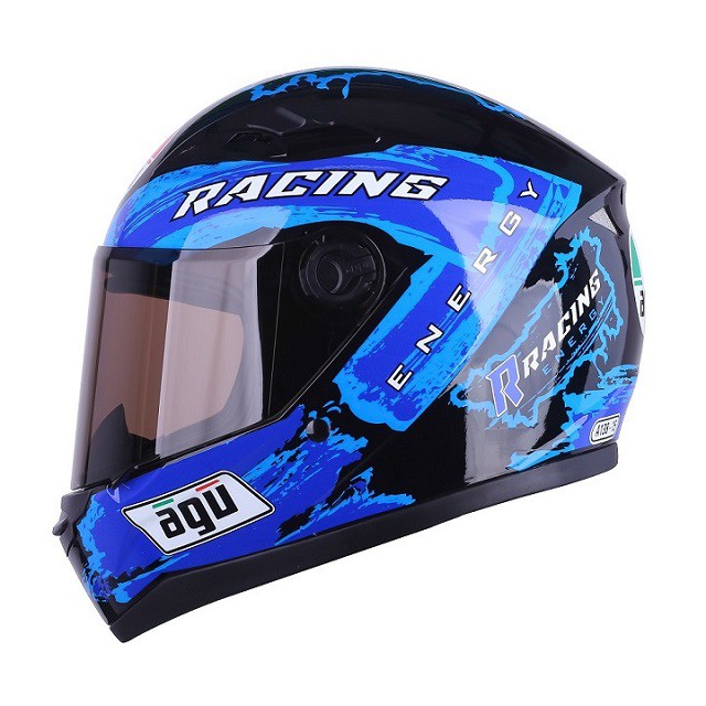 Mũ Bảo Hiểm Fullface AGU Tem Racing 15 - MŨ FULLFACE Tặng túi đựng nón + sừng + đuôi gió