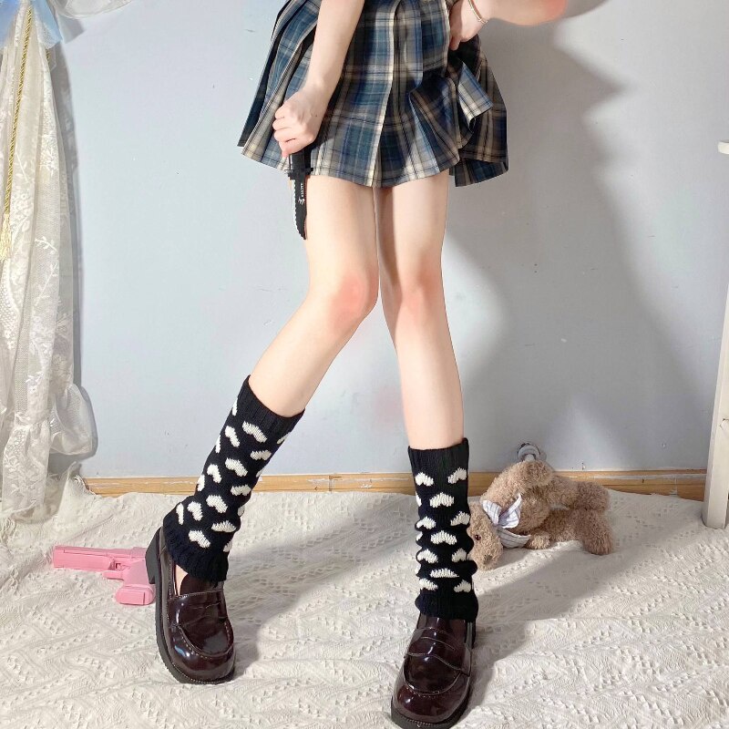 Lolita Kawaii Leg Warmers Japanese Harajuku Knitted Button Knee Socks Boot Cover Leg Warmers Women Calentadores De La Pierna