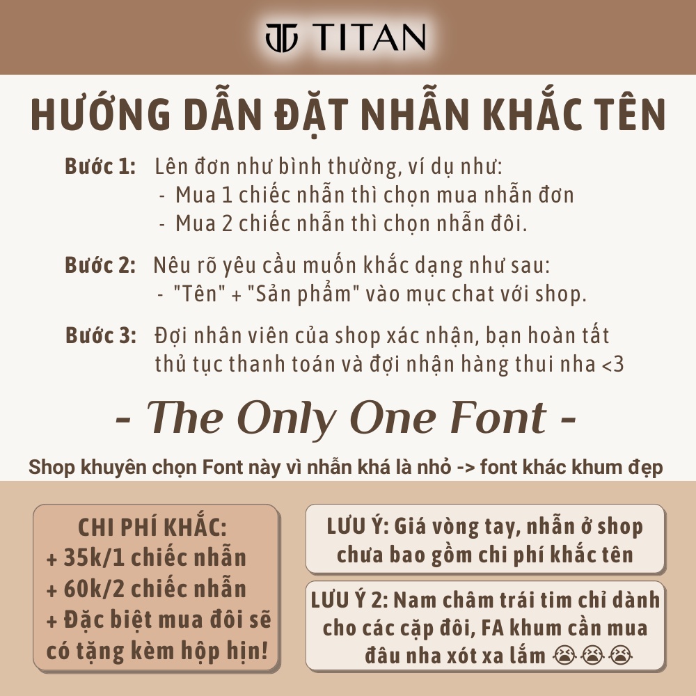 Nhẫn đôi nam nữ khắc tên, nhẫn thời trang freesize thanh lịch phù hợp làm quà tặng màu bạc 925 không gỉ Titan Shop