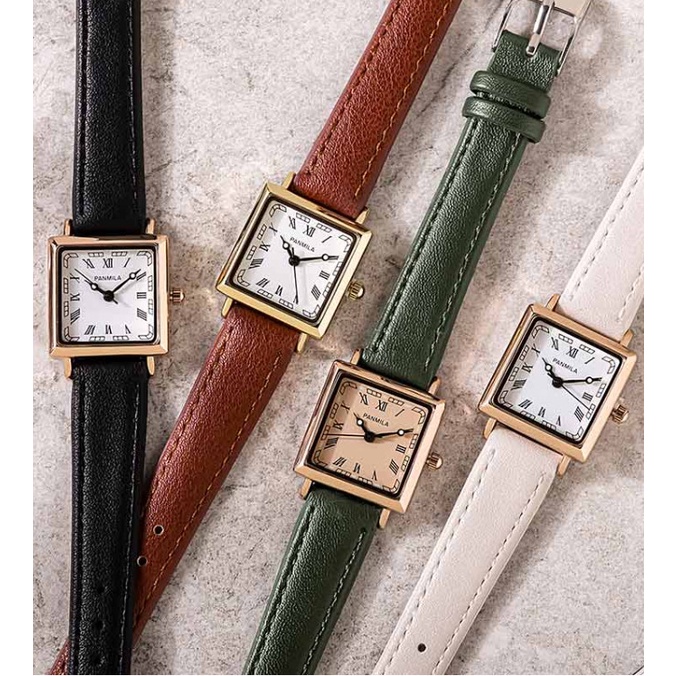 Đồng hồ nữ Panmila 0576 mặt vuông, dây da