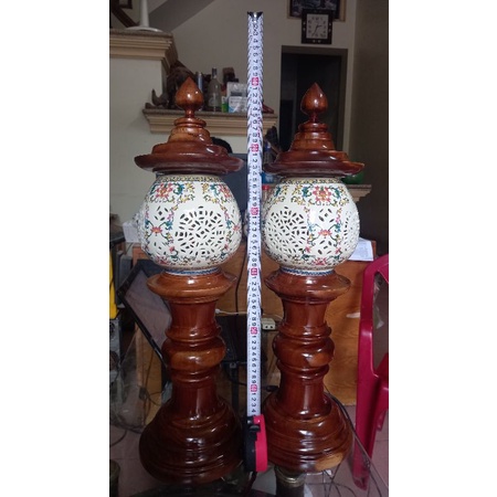 ĐÈN THỜ GỖ GỤ BẦU GỐM SỨ CAO CẤP