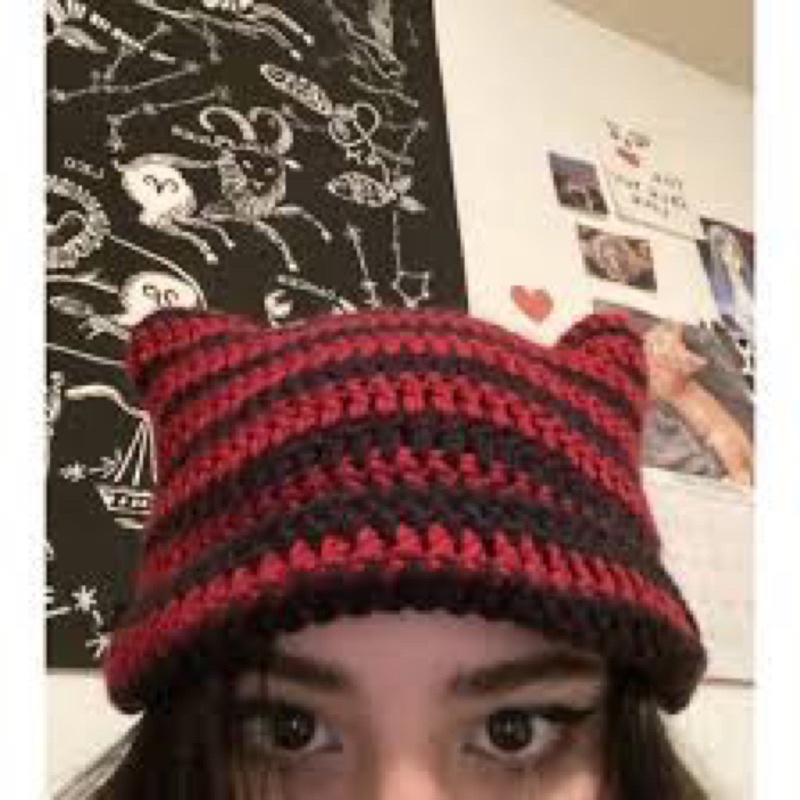 Mũ tai mèo bằng len milk cotton mềm mại xinh xắn - Cat beanie hat - Hàng có sẵn - Phụ kiện thời trang handmade