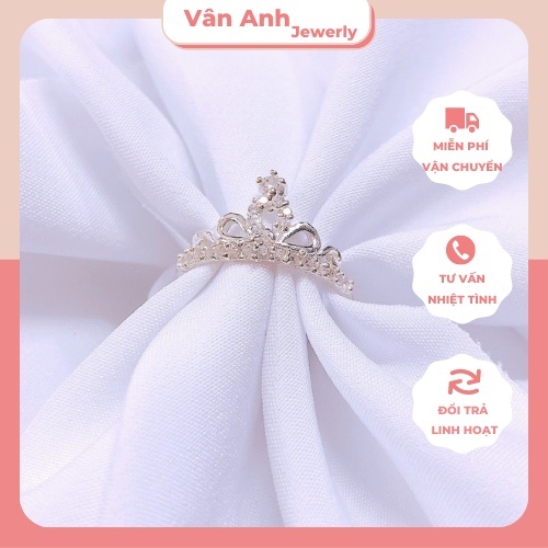 Nhẫn nữ bạc ta đá trắng trẻ trung vanvan pham - bạc 925