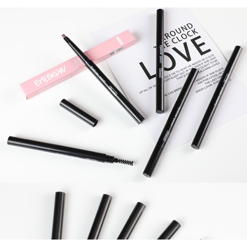 Chì kẻ mày 2 đầu tiện lợi chống thấm nước Lameila Nâu Đen Gồm 1 đầu chì kẻ siêu mảnh + chải mày | BigBuy360 - bigbuy360.vn