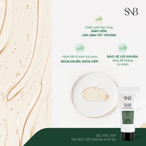 Sữa Rửa Mặt Giảm Mụn SNB PRO ACNE CLEANSER 10ml