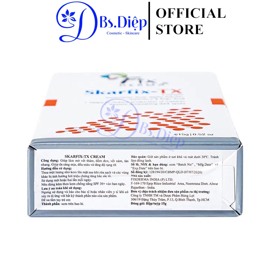 Fixderma Skarfix tx Cream - Kem dưỡng da mờ nám, giảm thâm 15g và 30g